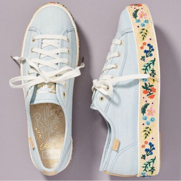 Keds x Rifle Paper Co. Rosalie Embroidered Triple Kick Sneakers in Size US 7 - Picture 2 of 15
